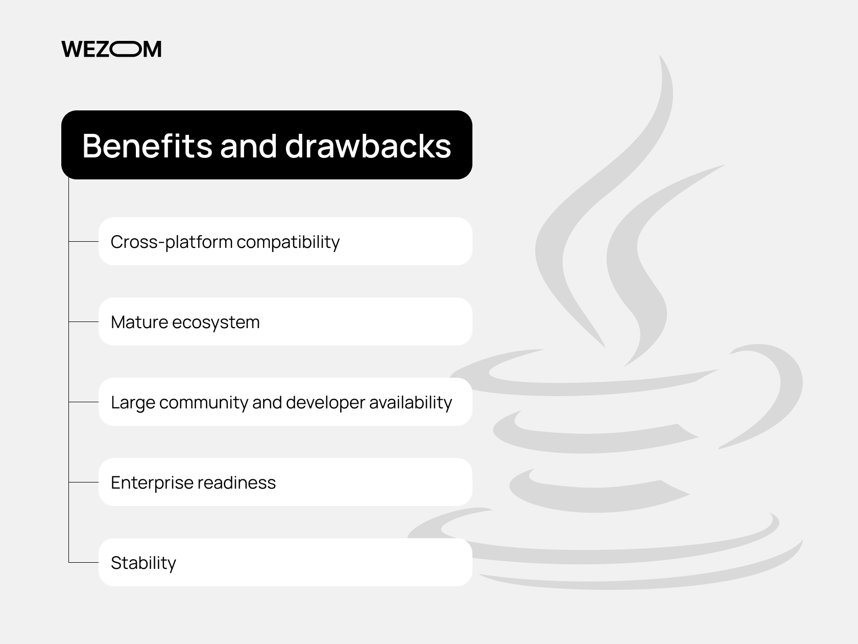 Java language advantages such as cross-platform support, enterprise readiness, and stability in mobile development